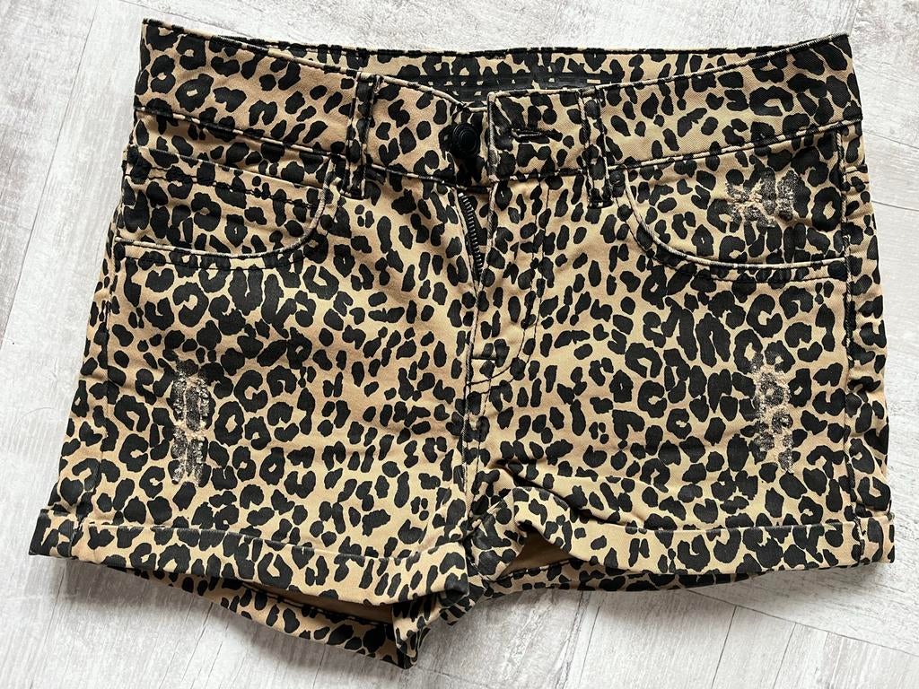 Kort panterprint broekje Amy & Ivy maat S, Kleding | Dames, Broeken en Pantalons, Ophalen of Verzenden, Zo goed als nieuw, Maat 36 (S)