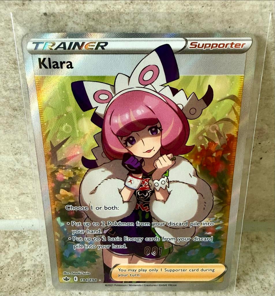 Pokémon Klara Trainer Supporter Kaart 194/198, Ophalen of Verzenden, Zo goed als nieuw, Losse kaart, Foil