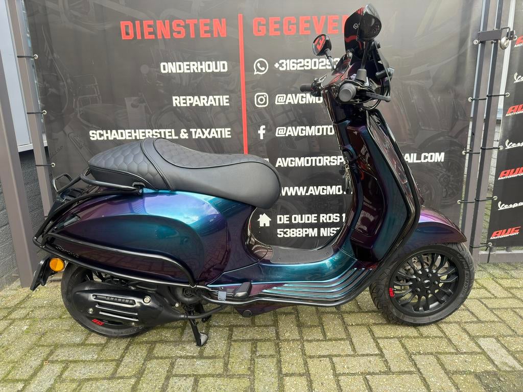 CUSTOM Vespa Sprint 45km brom 2018 E4 PURPLE KAMELEON, Overige modellen, Maximaal 45 km/u, Ophalen of Verzenden, Zo goed als nieuw
