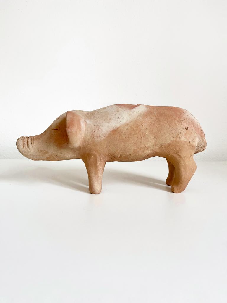Uniek vintage handgemaakt beeld varken spaarvarken spaarpot, Antiek en Kunst, Antiek | Keramiek en Aardewerk, Ophalen of Verzenden
