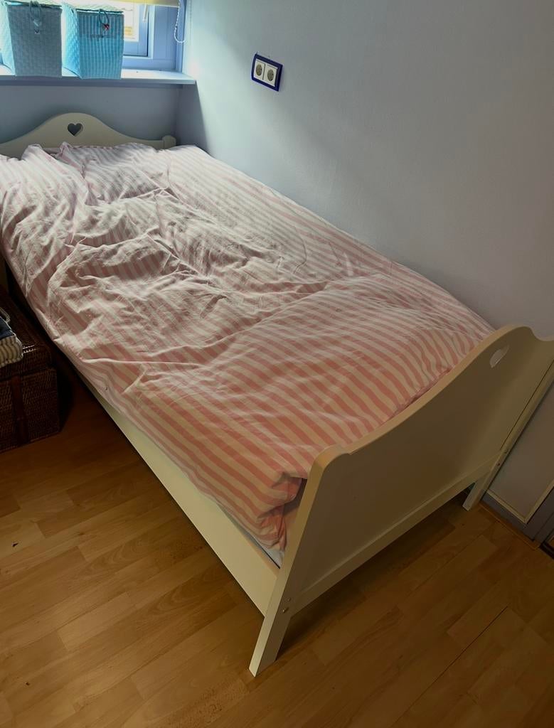 Eenpersoons bed, Ophalen, 90 cm, Eenpersoons, Wit