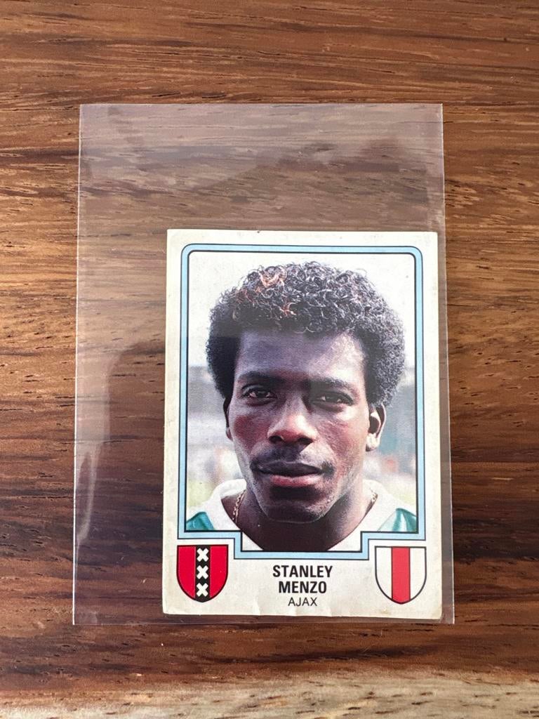 Panini Voetbal 86 Stanley Menzo Ajax Spelerskaart, Ophalen of Verzenden, Gebruikt, Stickers en Plaatjes