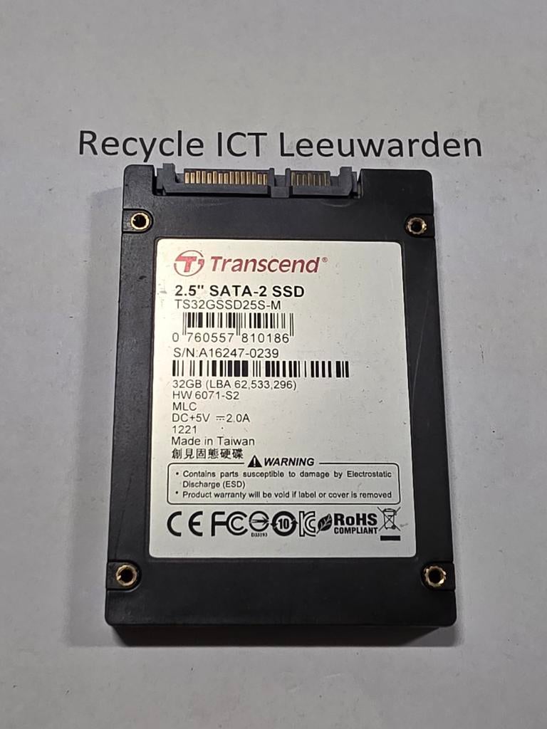 Transcend 32gb laptop ssd hdd hardeschijf, Intern, Gebruikt, Ophalen of Verzenden, Transcend