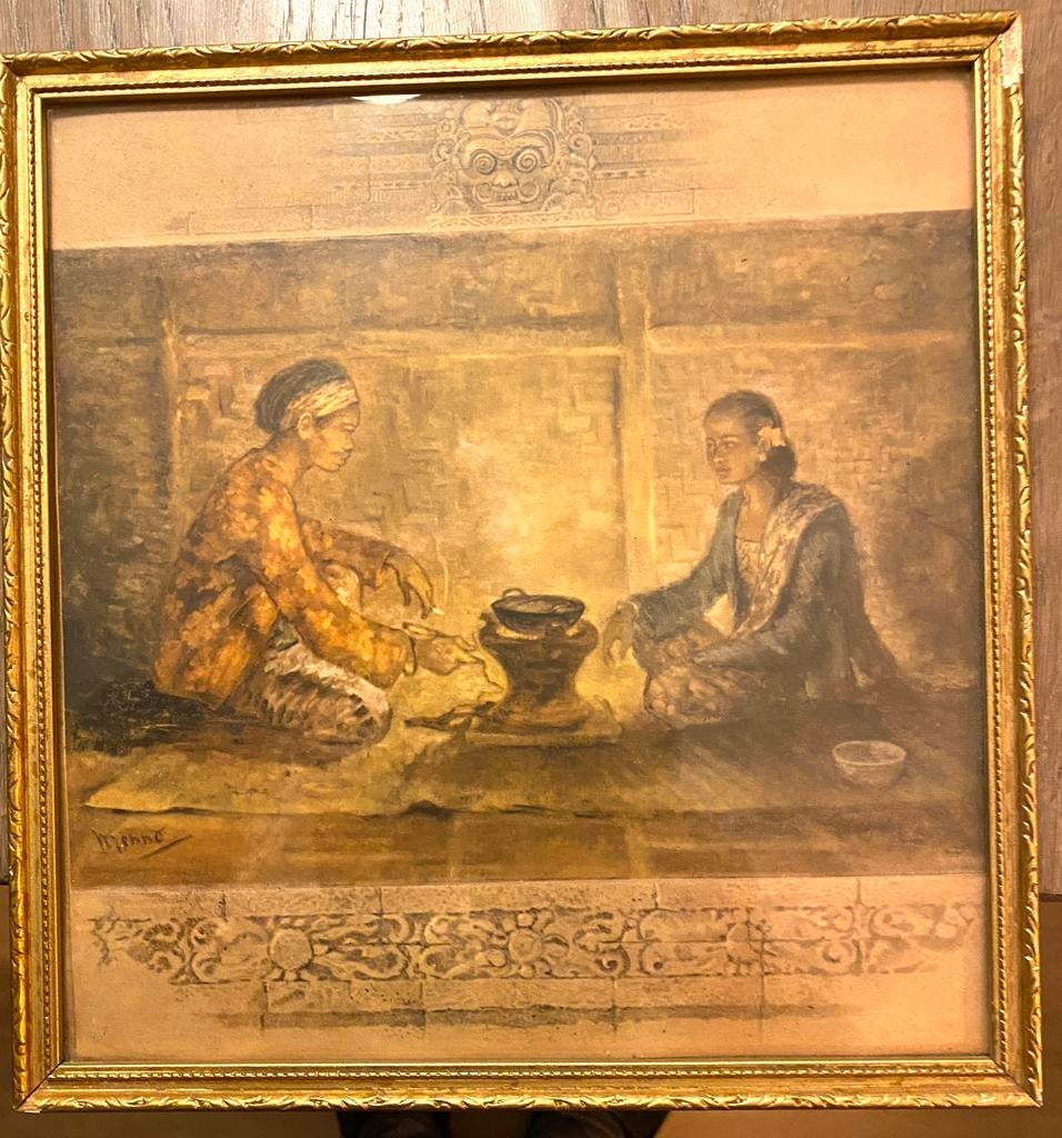 Oud Balinees landschapsschilderij ws Menno van Meeteren, Ophalen of Verzenden