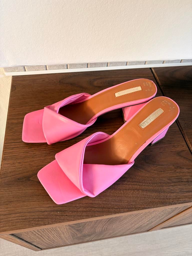 Primark roze sandalen met hak - Maat 40, Ophalen of Verzenden, Gedragen, Roze, Sandalen of Muiltjes