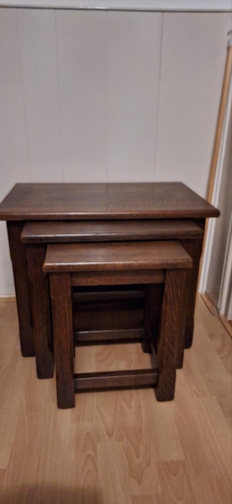 3 eiken bijzettafel, Ophalen of Verzenden, Rechthoekig, Minder dan 55 cm, 45 tot 60 cm