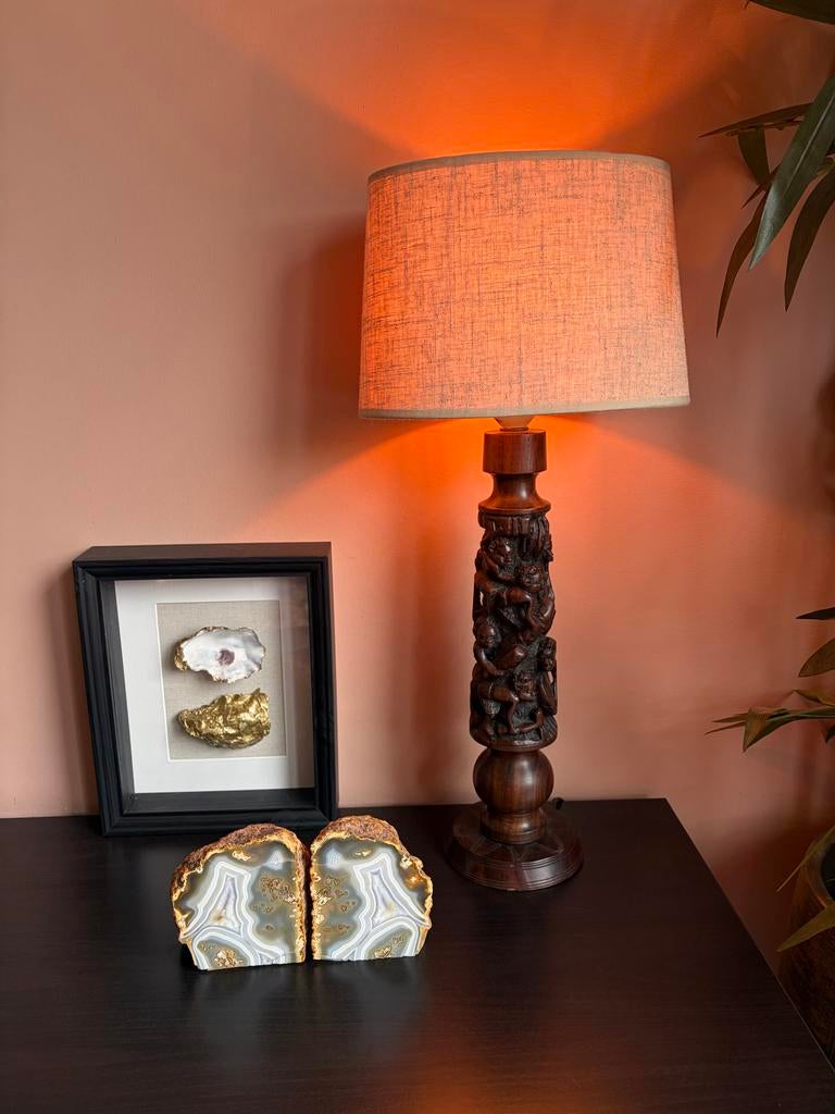 Makonde 'Ujamaa' Levensboom Lampenvoet - Ebbenhout, Ophalen of Verzenden