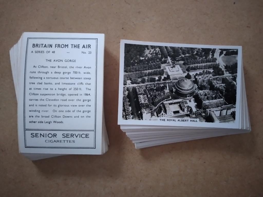 Britain from the Air complete set 48 cigarette cards 1939, Ophalen