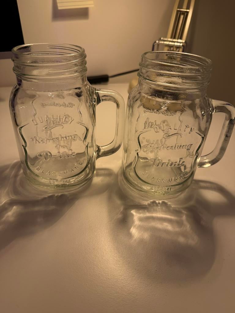 Smoothieglazen Mason 2x, Ophalen of Verzenden, Zo goed als nieuw, Overige typen