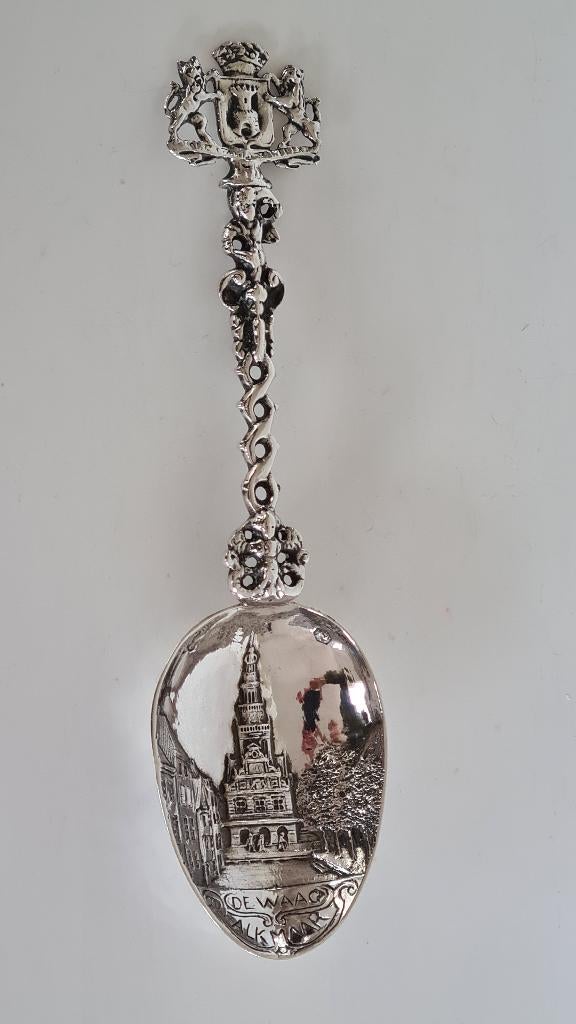 Zilveren Stadslepel met wapen van Alkmaar, anno 1907, Ophalen of Verzenden, Zilver