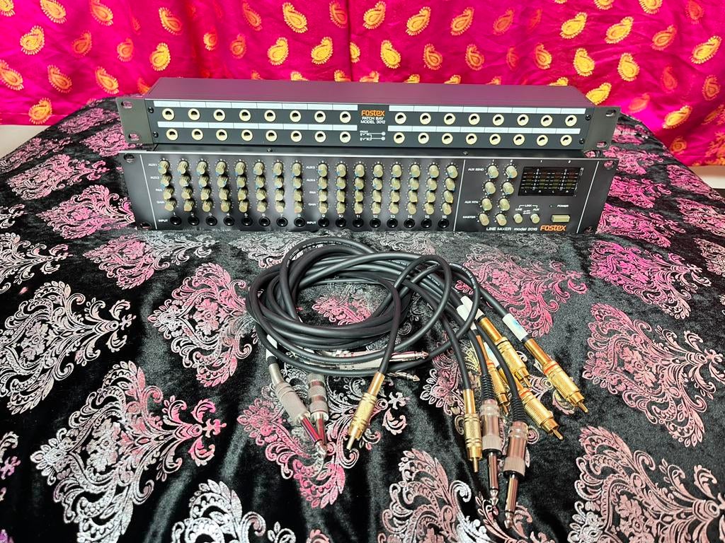 Fostex 2016 Line Mixer & Fostex 3012 Patchbay + Kabels, Ophalen of Verzenden, Gebruikt