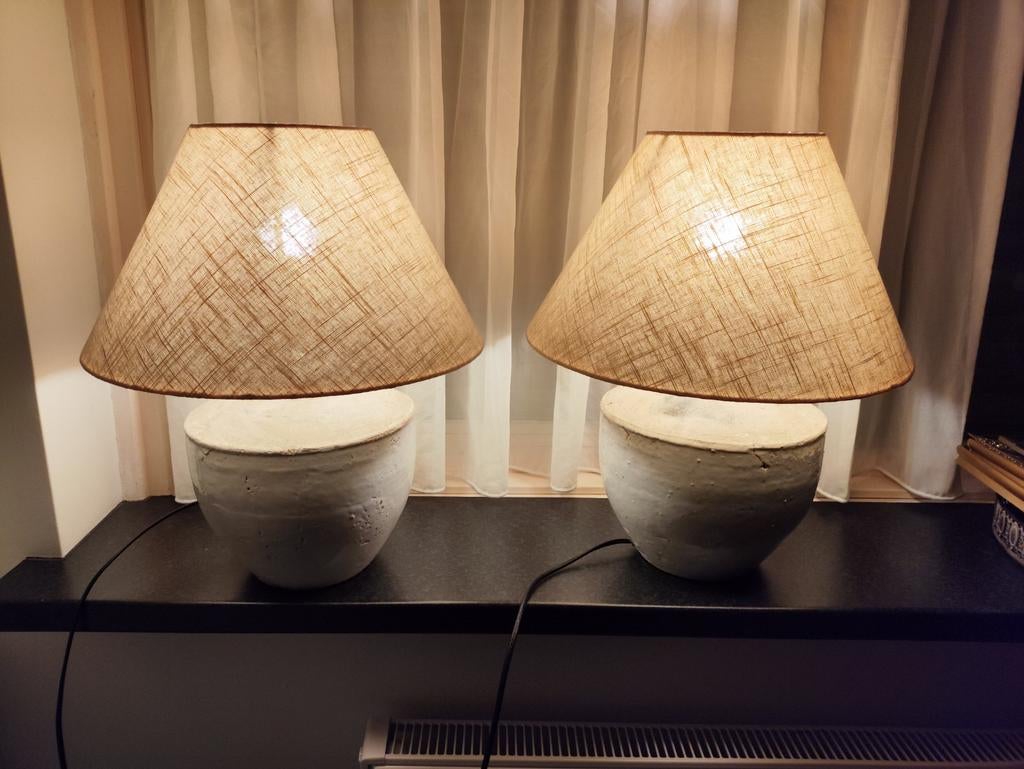 Twee schemerlampen met stoffen kap, Huis en Inrichting, Ophalen, 50 tot 75 cm