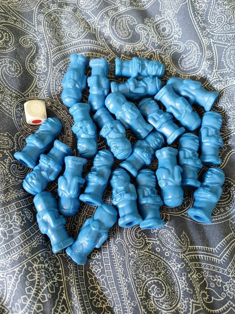 Toren van Pisa spel met 23 blauwe poppetjes en dobbelsteen, Ophalen of Verzenden, Gebruikt, Overige merken