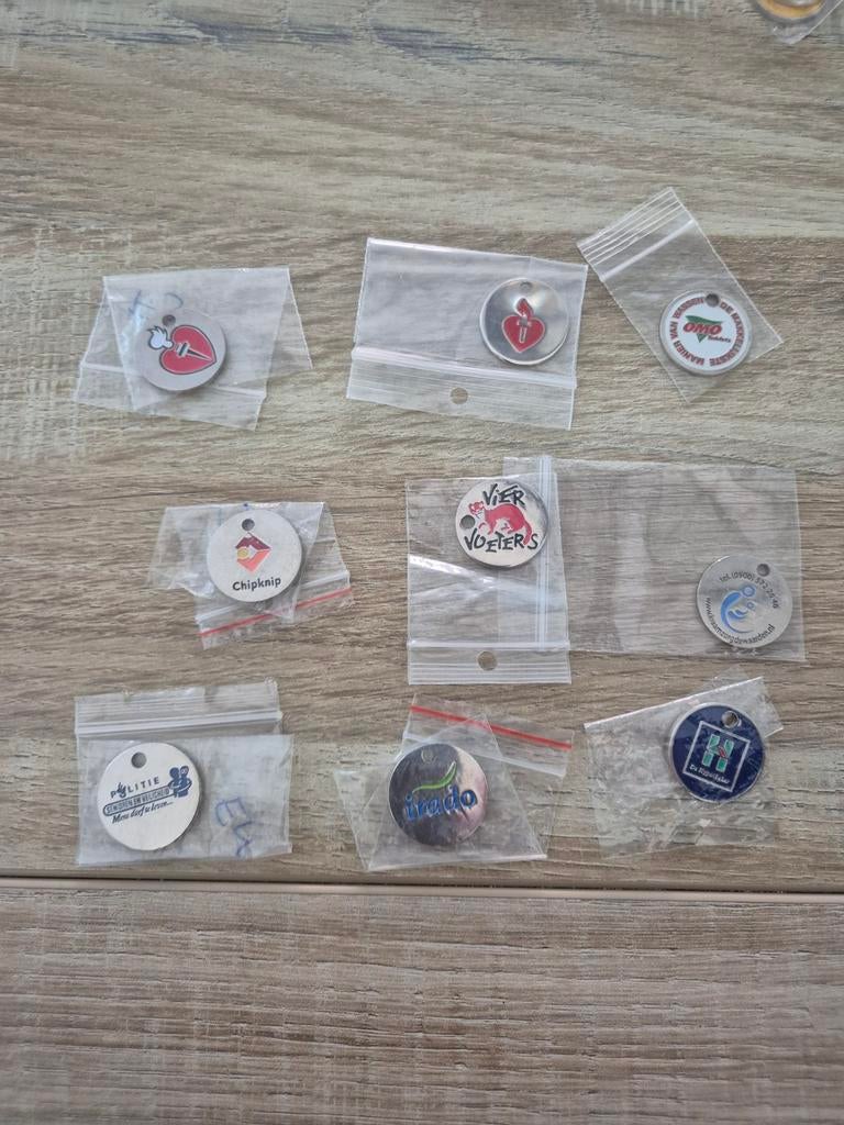 9 Winkelwagenmuntjes - Diverse Ontwerpen 1, Ophalen of Verzenden