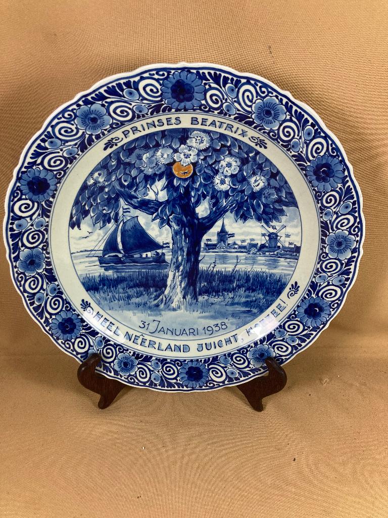 Porceleyne Fles geboorte bord Prinses Beatrix 1938, --, Overige typen, Ophalen of Verzenden, Zo goed als nieuw