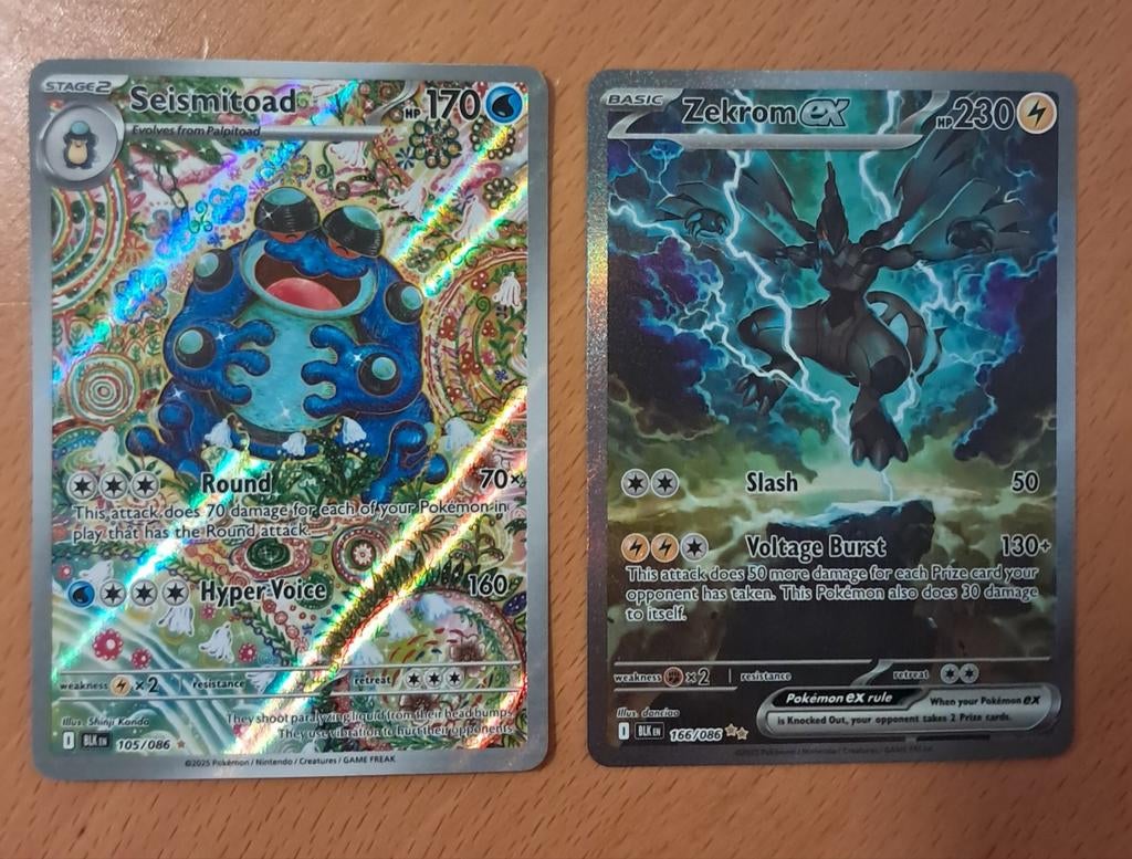 Zekrom ex 166/086 & Seismitoad 105/086 MINT, Ophalen, Nieuw, Meerdere kaarten, Foil