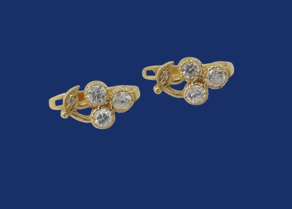 Prachtige 18 karaat Gouden Oorbellen met Edelsteentjes, Jw, Verzenden, Nieuw, Jw