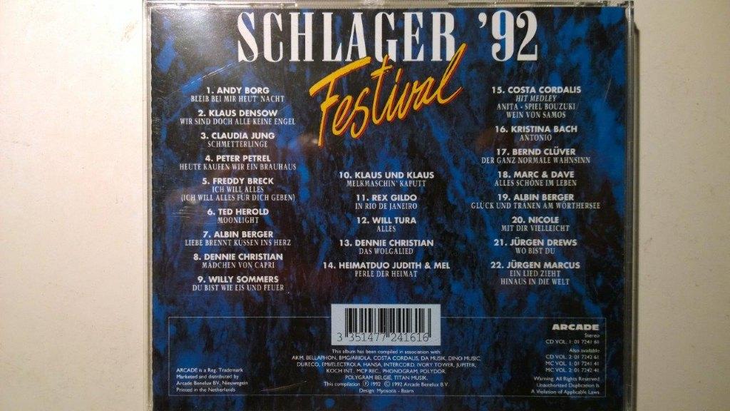 Schlager Festival '92 Volume 1, Ophalen of Verzenden, Zo goed als nieuw, Pop