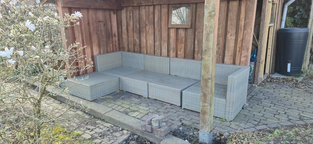 Grijze loungeset in goede staat, Ophalen, 4 zitplaatsen, Gebruikt, Bank