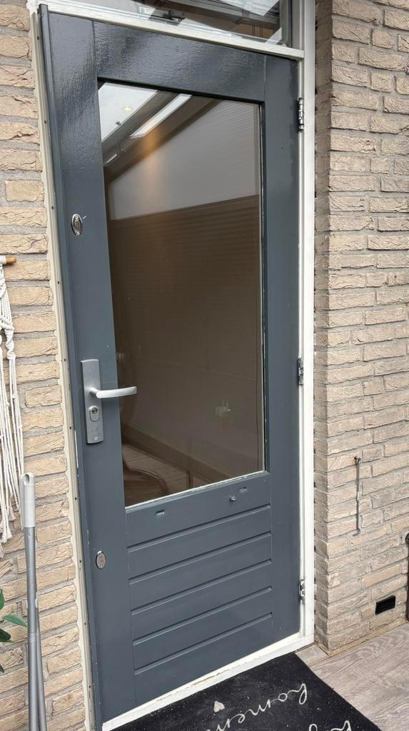 Hoogwaardige Antracietgrijs Geverfde Tuindeur, Deurkozijn, Zo goed als nieuw, Hout, Ophalen