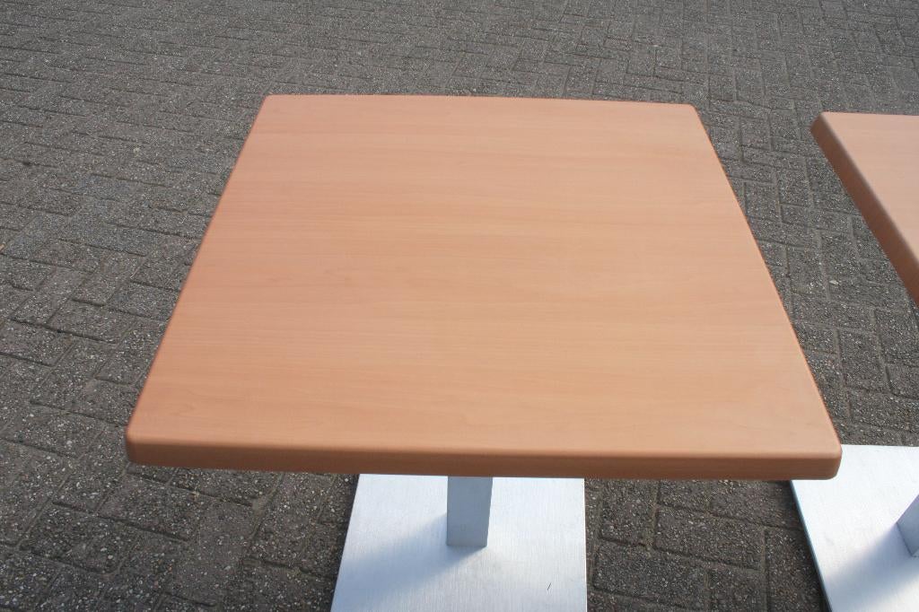 2 vierkante terrastafels tuintafel rvs Werzalit 80x80, Ophalen, Gebruikt