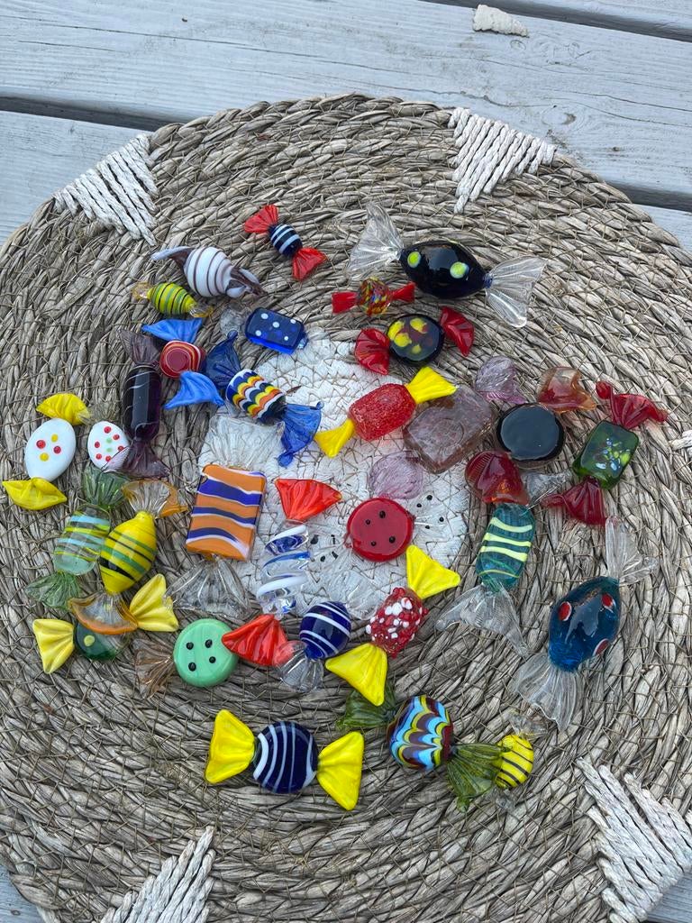 30 stuks vintage Murano stijl verschillende glazen snoep, Ophalen of Verzenden