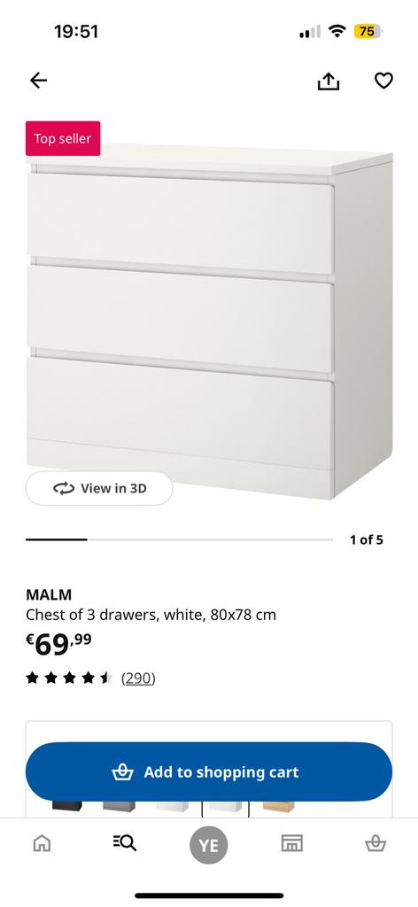 Ladekast, Ophalen, 50 tot 100 cm, Zo goed als nieuw, 3 of 4 laden