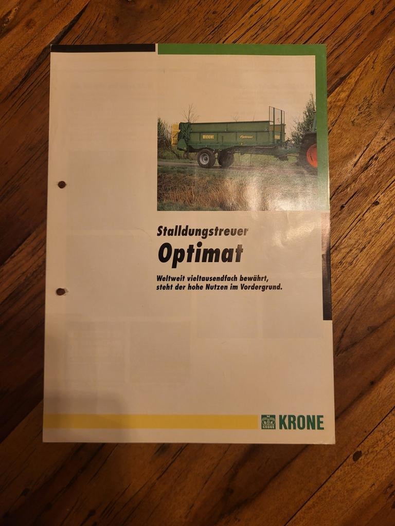 tractor folder Krone Optimat stalldungstreuer, Boeken, Catalogussen en Folders, Ophalen of Verzenden, Zo goed als nieuw