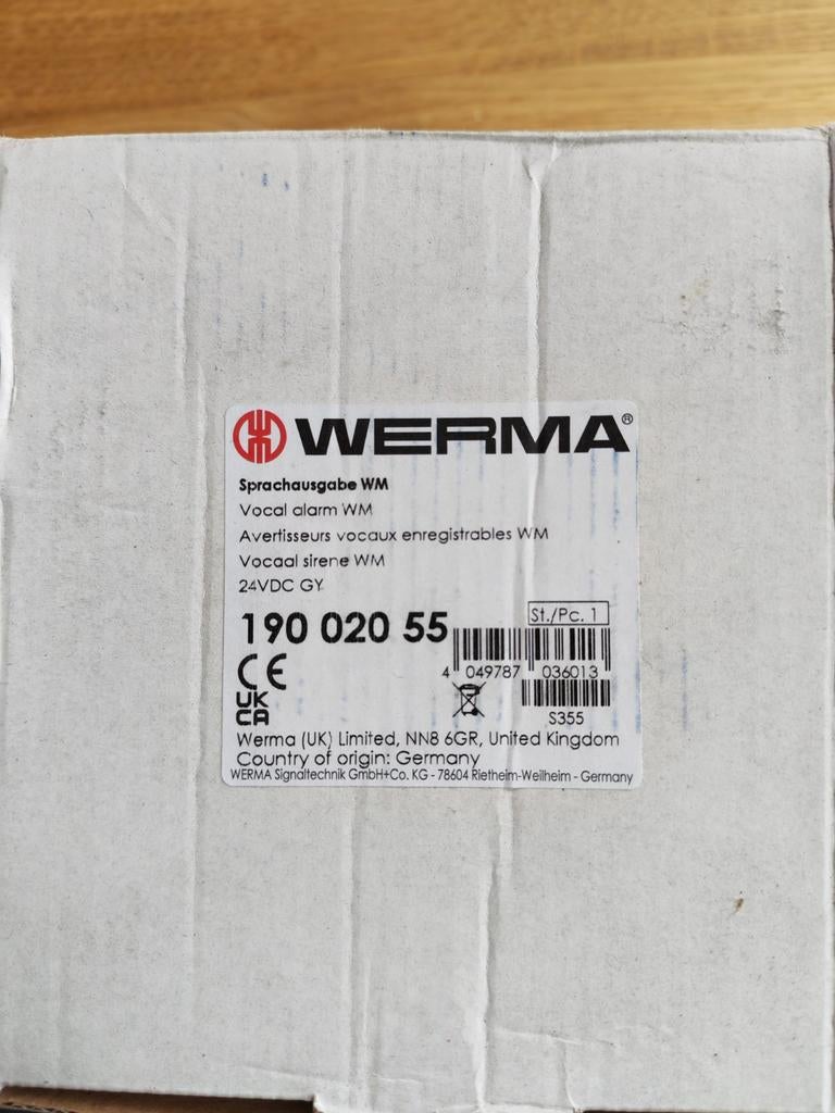 WERMA Vocale Alarm Sirene 24VDC GY - Nieuw in doos, Ophalen of Verzenden, Nieuw, Sirene, Overige soorten