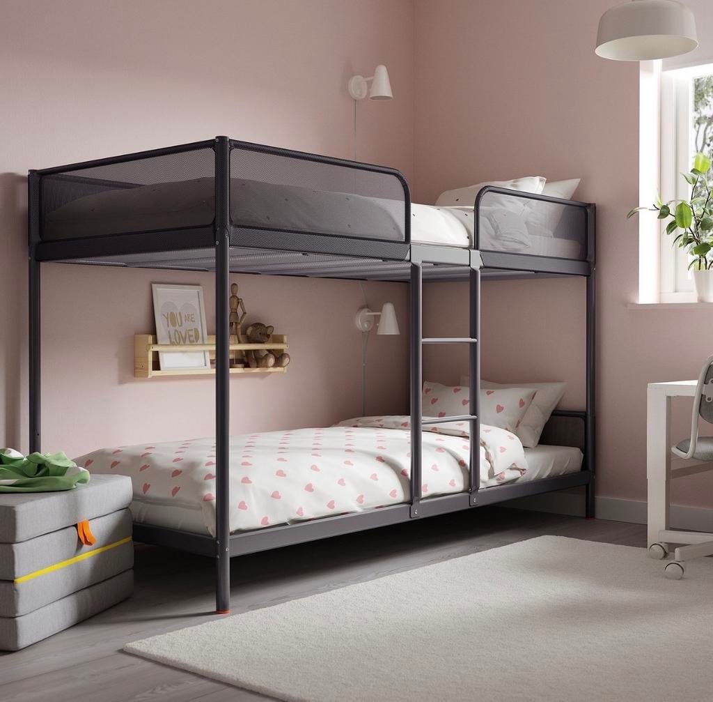 IKEA TUFFING Stapelbed - Donkergrijs (90x200 cm), Ophalen of Verzenden, Zo goed als nieuw, Stapelbed