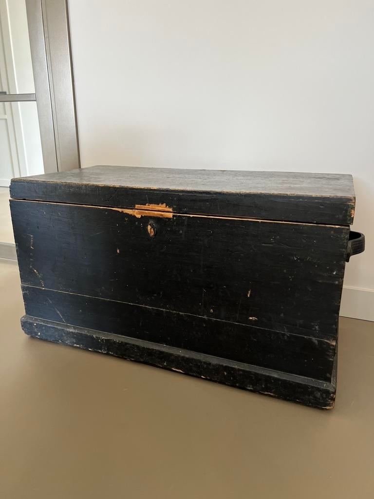 Antieke houten opbergkist Frankrijk, Ophalen, 50 tot 100 cm, Zo goed als nieuw, Minder dan 50 cm