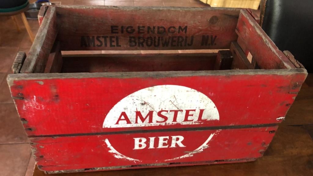 Vintage Amstel houten bierkrat , Ophalen of Verzenden, Gebruikt, Overige typen, Amstel