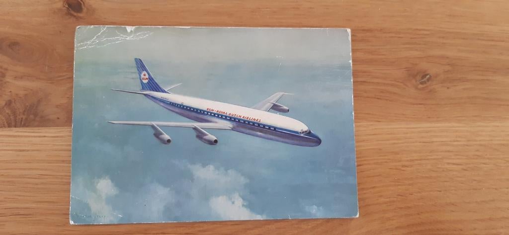KLM Douglas DC8 intercontinental kaart, Ophalen of Verzenden, Gebruikt, Kaart, Foto of Prent