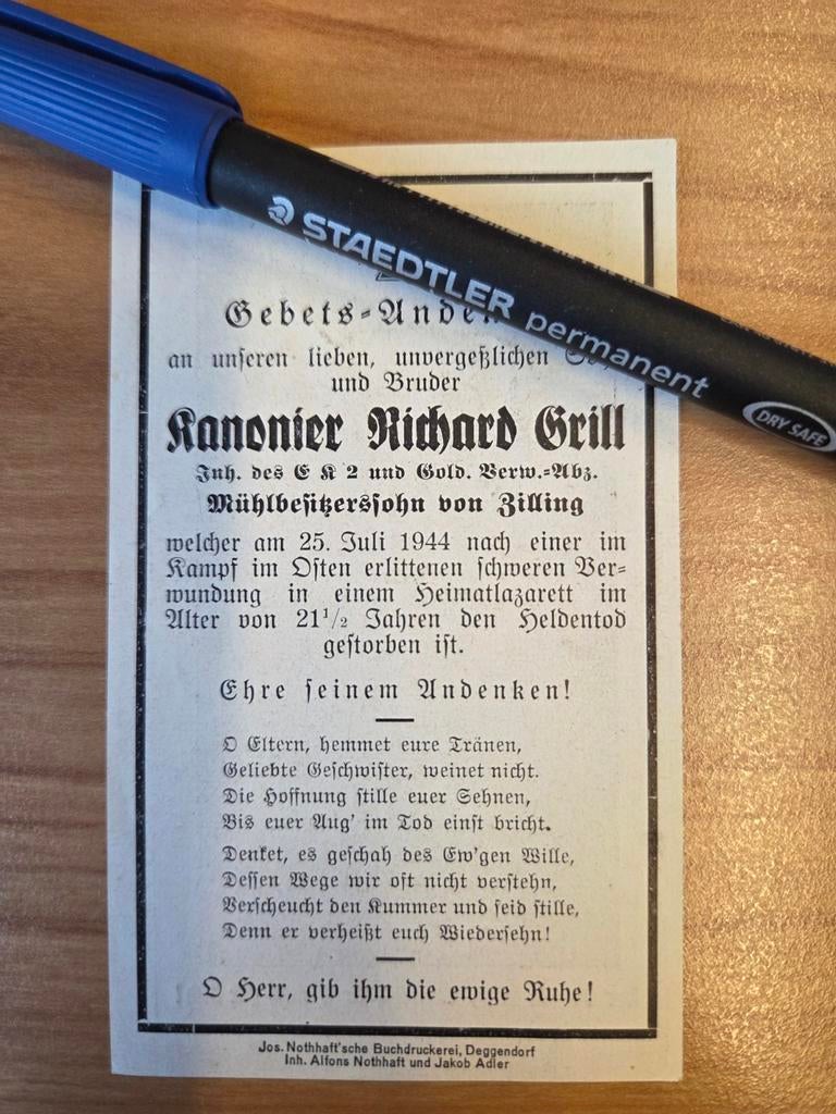 Bidprentje gouden gewonden medaille, Verzamelen, Militaria | Tweede Wereldoorlog, Landmacht, Overige typen, Duitsland, Ophalen of Verzenden