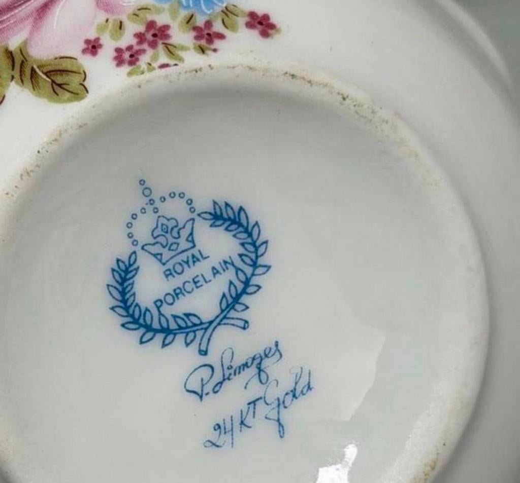 ROYAL PORCELAIN P. Limoges 24KT Gold melkkan en schaaltje, Antiek en Kunst, Antiek | Servies los, Ophalen of Verzenden