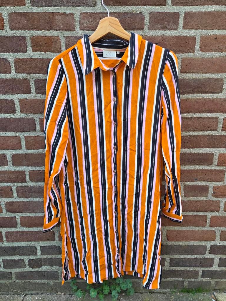 Kaffe jurk / lange blouse | maat S (36) | oranje/zwart, Kaffe, Oranje, Ophalen of Verzenden, Zo goed als nieuw