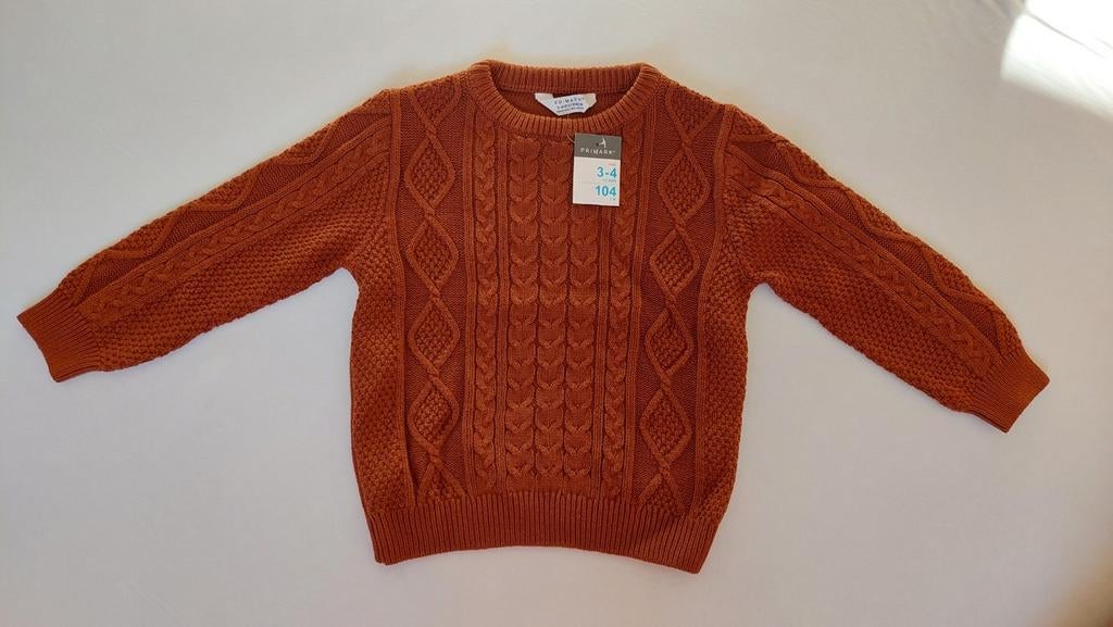 donker bruine kabeltrui maat 98-104 herfst winter trui NIEUW, Trui of Vest, Nieuw, Ophalen of Verzenden, Primark