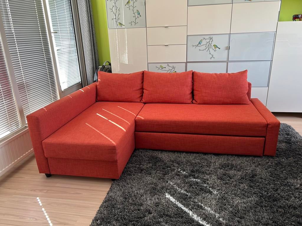 Slaapbank met opberger zgan Ikea Friheten, Tweepersoons, Zo goed als nieuw, Overige maten, 140 cm