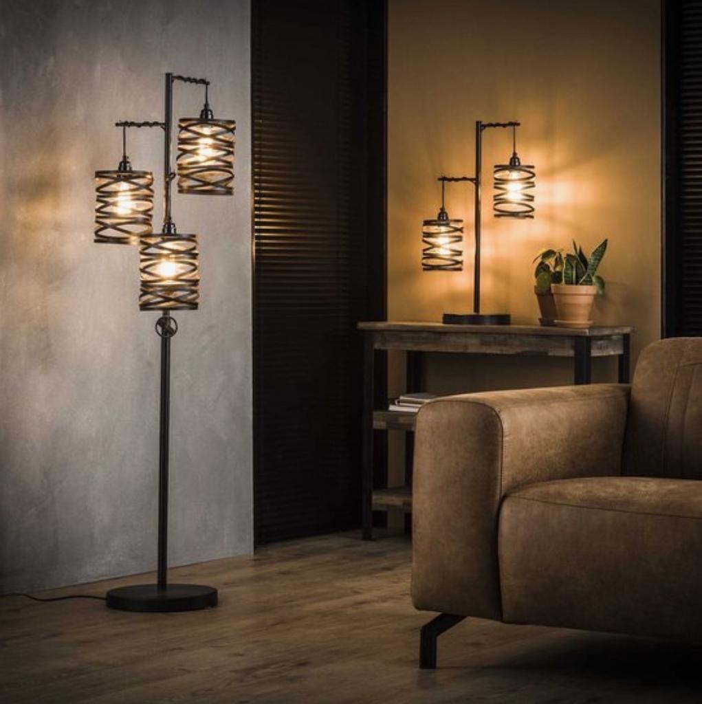 Industriële Lampenset. Vloerlamp en tafellamp, Ophalen, Zo goed als nieuw, Metaal, 150 tot 200 cm