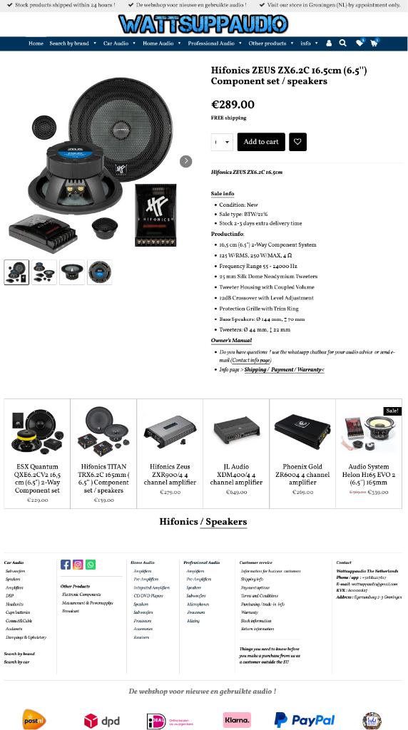 Hifonics ZEUS ZX6.2C 16.5cm (6.5'') Composet /speakers, Audio Design, Nieuw, Am Breilingsweg 3, 76709 Kronau, Duitsland, Ophalen of Verzenden