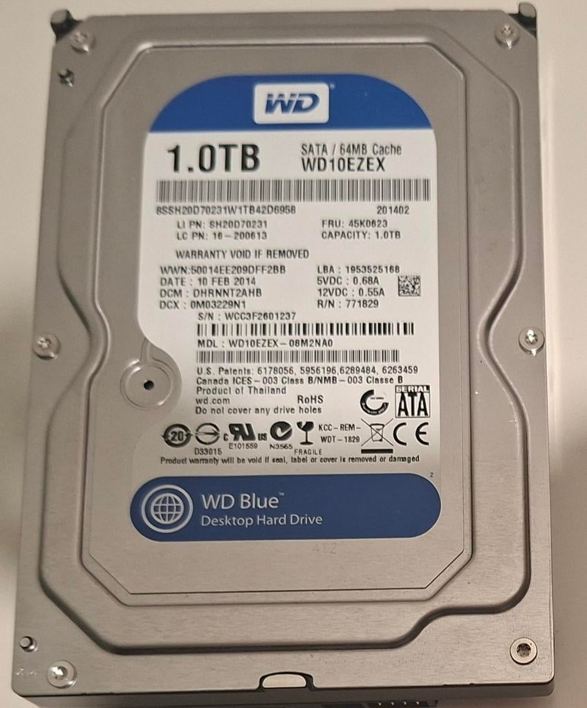 1.0TB western digital Harddisk ( hardeschijf ) desktop., Computers en Software, Harde schijven, Intern, Zo goed als nieuw, 1TB
