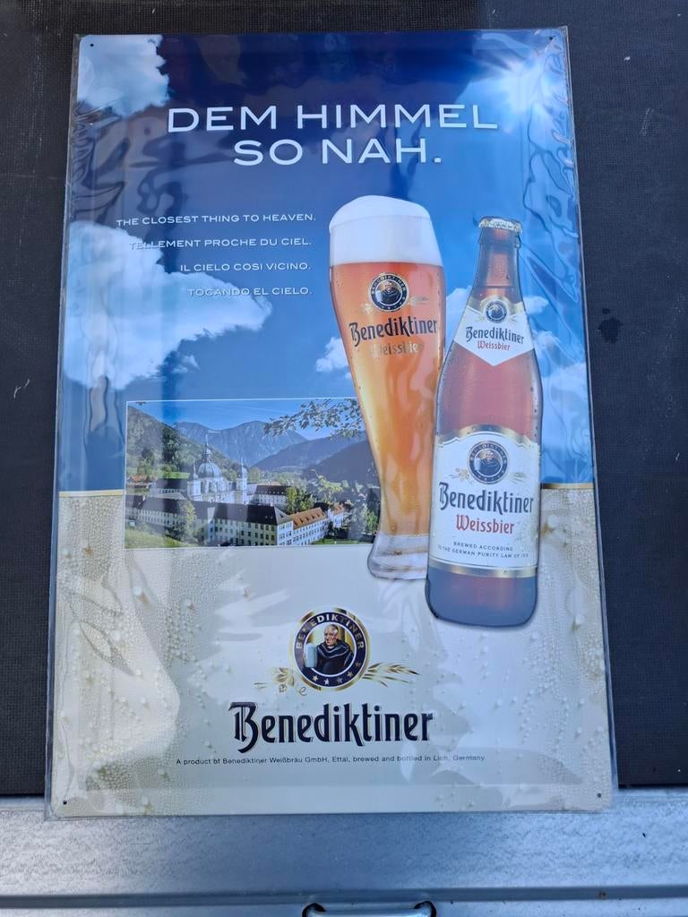 Benediktiner Weissbier Reclamebord - Nieuwstaat grootformaat, Ophalen of Verzenden, Nieuw, Reclamebord