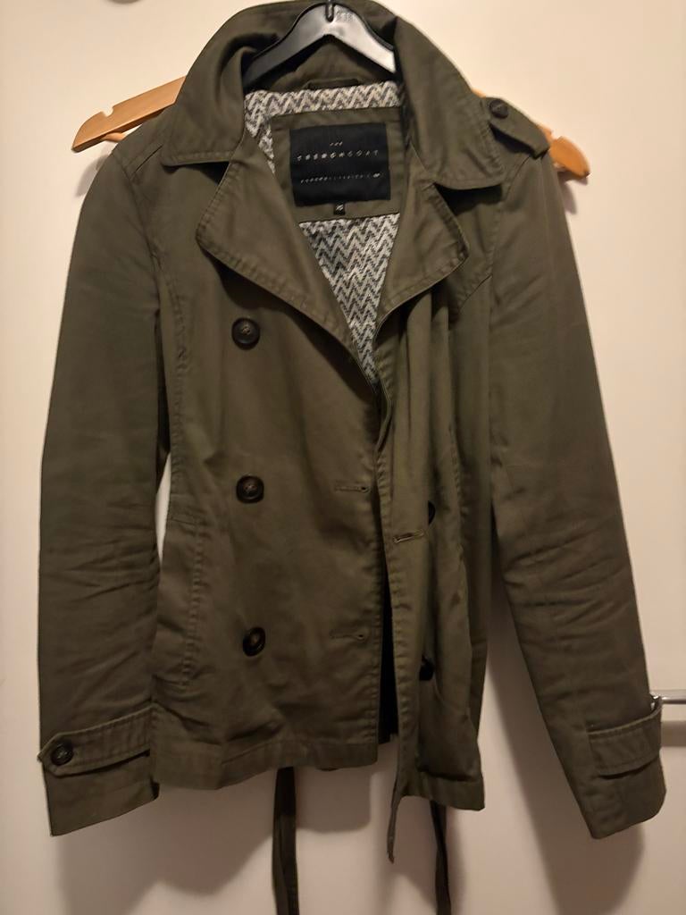 Legergroene Trenchcoat - Maat XS, Ophalen of Verzenden, Zo goed als nieuw, Maat 34 (XS) of kleiner, Groen