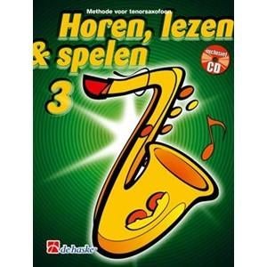 lesboek HOREN LEZEN & SPELEN 3 TENORSAXOFOON + cd, Saxofoon, Ophalen of Verzenden, Zo goed als nieuw, Blues