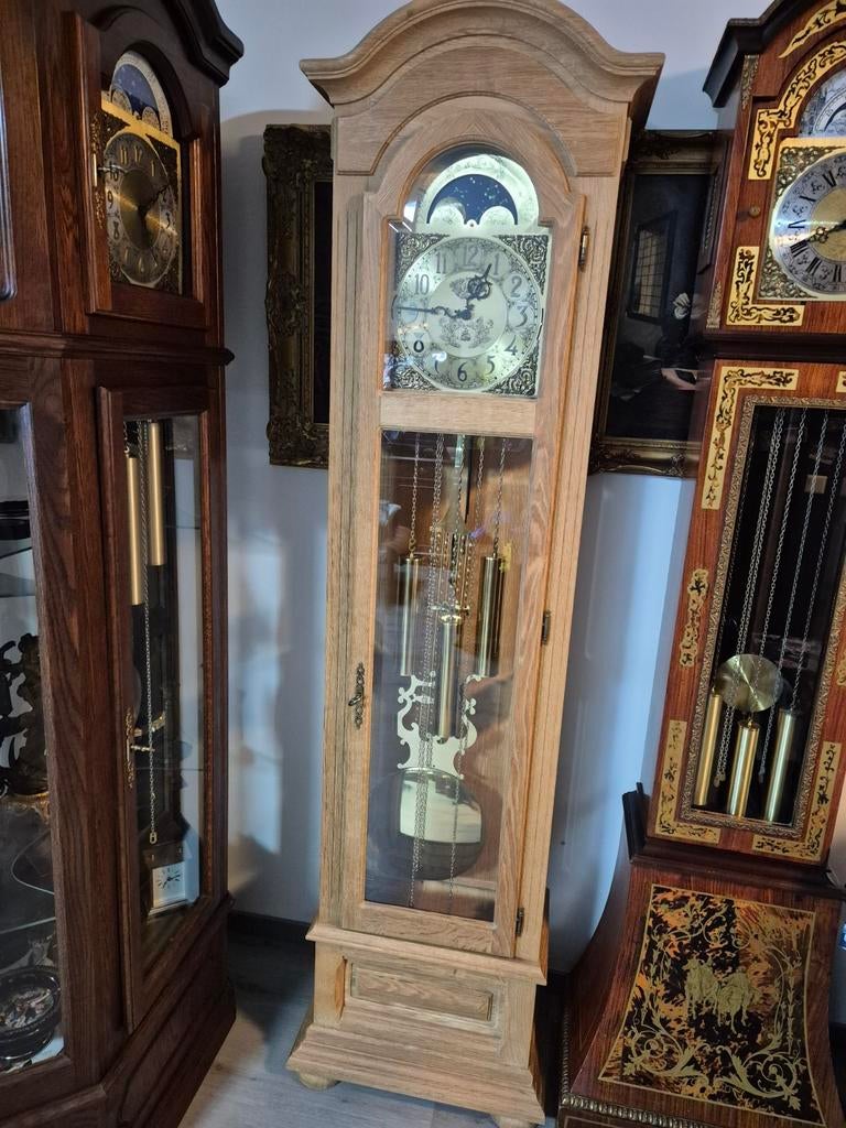 Mooie staande klok 3 gewichten,geslepen glas,certyfikat,bon, Ophalen