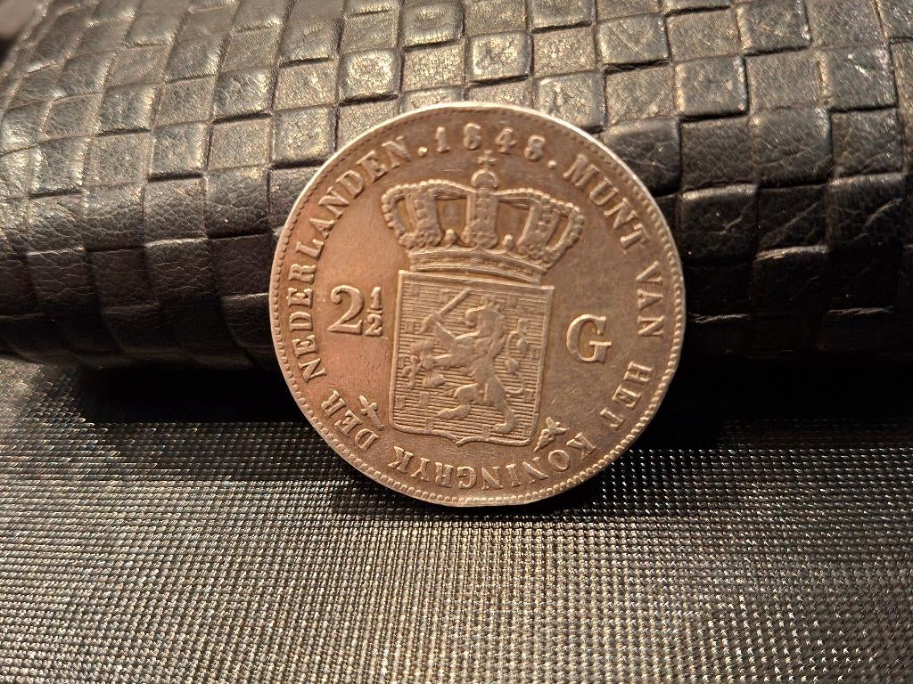 Prachtige zilveren rijksdaalder 1848, Postzegels en Munten, Munten | Nederland, Ophalen of Verzenden, Koning Willem II, 2½ gulden