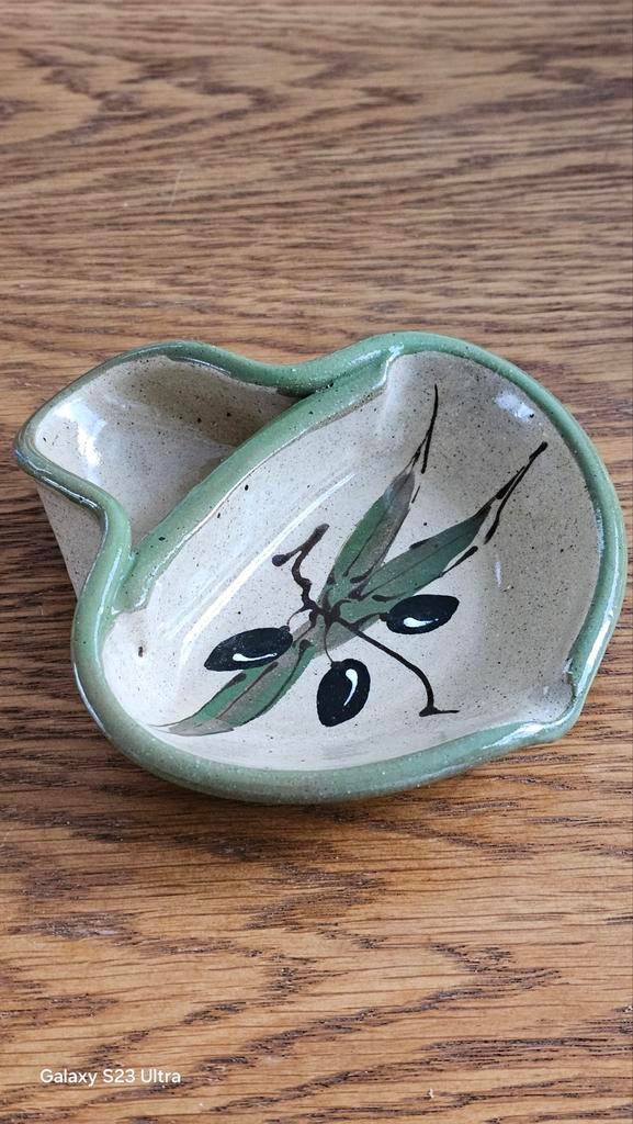 Vintage olijven schaaltje handgemaakt en handbeschilderd., Huis en Inrichting, Ophalen of Verzenden, Zo goed als nieuw