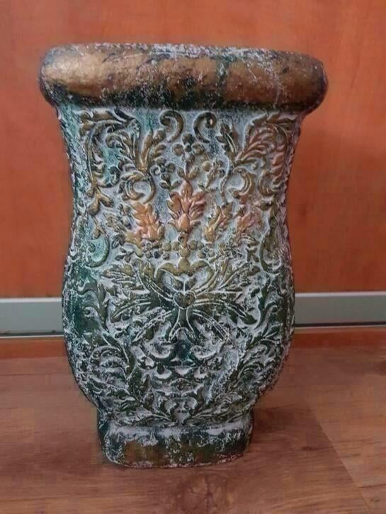 betonnen bloempot grijs goud, Ophalen of Verzenden, Zo goed als nieuw, Beton, Balkon