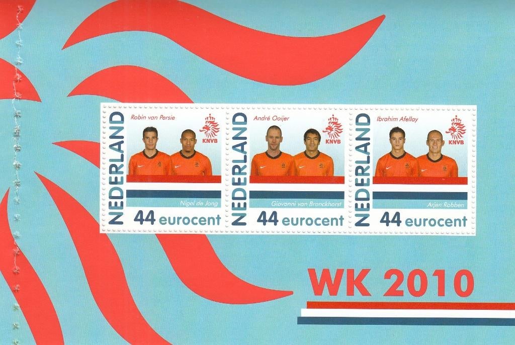 Nederland- 2010- Sport- Voetbal- 3 x WK 2010- Zuid-Afrika- P, Postzegels en Munten, Postzegels | Nederland, Ophalen of Verzenden