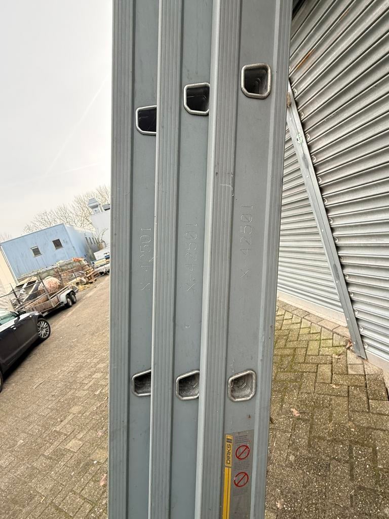 Glazenwas ladders 3x12 —35 opstap, Doe-het-zelf en Verbouw, Ladders en Trappen, Ophalen, Zo goed als nieuw, Ladder, 4 meter of meer